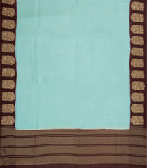 Turquoise Woven Blended Viscose Saree With Zari Checks & Contrast Border-BL5510