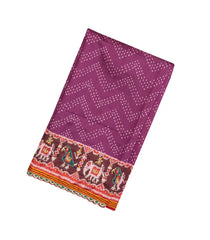 Magenta Handloom Blended  Silk Saree With Ikat Motifs & Hand Embroidered Selvage-EN1710