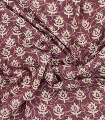 Dusty Pink Printed Jaipur Cotton Saree With Floral Motifs-JC1510