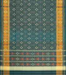 Teal Handloom Rajkot Patola Silk Saree With Ikat Motifs-IK0442