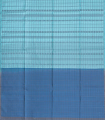 Turquoise Printed Kora Soft Silk Saree With Checks & Contrast Pallu-SO4732