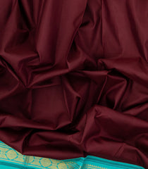Maroon Handloom Korvai Kanchipuram Silk Saree With Turquoise Border-KA14850