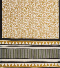 Taupe Printed Jaipur Cotton Saree With Tribal Motifs-JC1576
