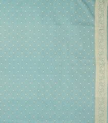 Turquoise Woven Art Tissue Dupion Saree With Floral Zari Buttas-BL5881