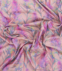 Peach Handloom Banarasi Satin SIlk Saree With Meena Floral Motifs-BE1848