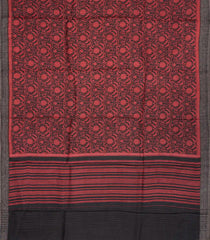 Black Handloom Tussar Silk Saree With Pashmina Printed Floral Motifs-TU2698