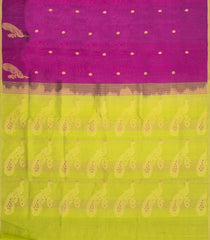 Magenta Handloom Silk Cotton Saree With Zari Buttas & Contrast Pallu-SC4653