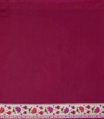 Dark Burugndy Handloom Banarasi Silk Saree With Floral Buttas & Meena Borde-BE1765