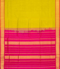 Lime Green Handloom Silk Cotton Saree With Contrast Border-SC3967