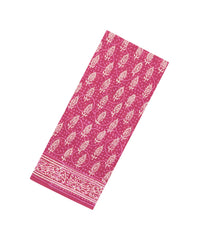 Pink Printed Jaipur Cotton Saree With Floral Motifs-JC1798