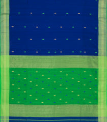 Blue Handloom Maheswari Silk Cotton Saree With Contrast Border-SC4165