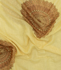 Sandal Printed Synthetic Linen Saree With Floral Motifs-SY0163
