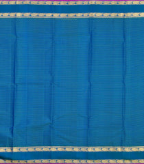 Blue Handloom Kanchipuram Silk Saree With Checks & Contrast Border-KA16410