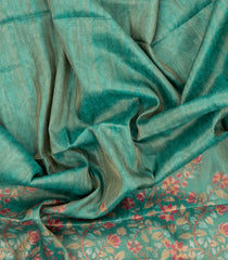 Aquamarine Printed Synthetic Tussar Saree -BL5378