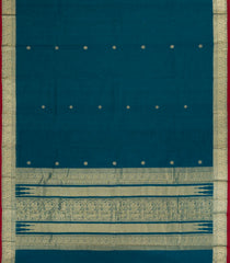 Cyan Handloom Kanchi Cotton Saree With Floral Buttas-KC1834