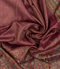 Brown Woven Art Tussar Saree With Printed Floral Motifs-BL4725