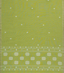 Cardamom Green Handloom Bengal Cotton Saree With Floral Buttas-BG1723
