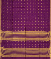 Magenta Woven Tussar Silk Saree With Floral Motifs & Contrast Border-TU3547