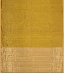 Mustard Handloom Maheswari Silk Cotton Saree With Zari Stripes-SC4851