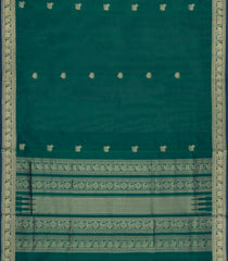 Sea Green Handloom Silk Cotton Saree With Cow Buttas-SC4392