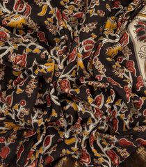 Black Blended Silk Saree With Kalamkari Krishan Print