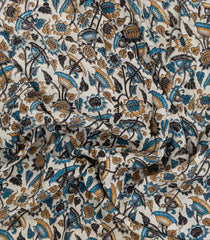 Taupe Printed Kalamkari Cotton Saree With Zari Border-KAL1213