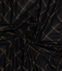 Black Woven Kota Silk Saree With Zari Checks-KO1055