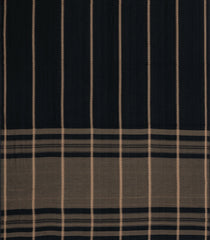 Black Woven Bengal Cotton Saree With Stripes & Contrast Pallu-BG1892