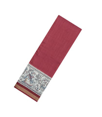 Crimson Printed Blended Cotton Saree With Zari Border-BL5668