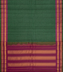 Bottle Green Handloom Gadwal Silk Cotton Saree With Contrast Border-GA0249