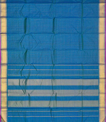 Blue Handloom Kanchipuram Silk Saree With Zari Checks