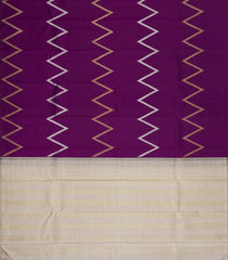 Dark Purple Handloom Kanchipuram Silk Saree With Chevron Stripes-KA15486