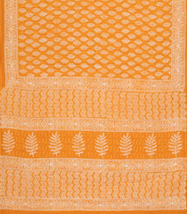 Orange Printed Jaipur Cotton Saree With Floral Motifs-JC1608