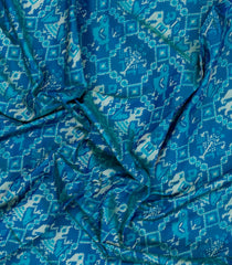 Cyan Handloom Pochampally Ikat Silk Saree With Tie & Dye Motifs -IK0416