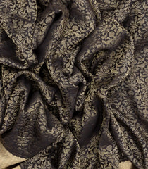 Black Mysore Crepe Silk Saree With Peacock Motifs-MS3094