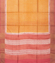 Gold Handloom Tussar Silk Saree With Printed Floral Motifs-TU2527