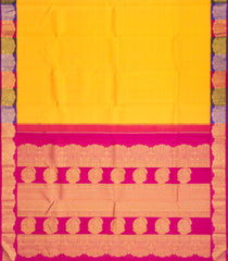 Yellow Handloom Korvai Kanchipuram Silk Saree With Contrast Border-KA12687