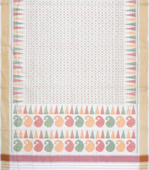 White Handloom Rajkot Patola Silk Saree With Ikat Floral Motifs-IK0476