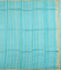 Turquoise Woven Pure Organza Silk Saree With Stripes & Buttas-KS1095