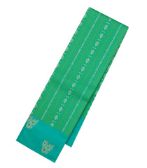 Aquamarine Handloom Kanchipuram Silk Saree With Floral Motifs-KA14676