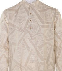 Natural mid length kurta with geometrical print-EW1092