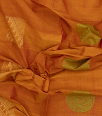 Oil Mustard Handloom Village Cotton Saree With Buttas-VC1651