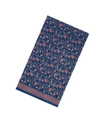 Dark Blue Printed Jaipur Cotton Saree With Floral Motifs-JC1866