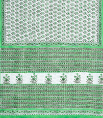 White Pritned Jaipur Cotton Saree With Floral Motifs-JC1580