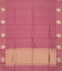 Dusty Pink Handloom Banarasi Silk Saree With Floral Buttas-BE1470