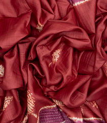 Chestnut Pink Handloom Tussar Silk Saree With Printed Floral Motifs-TU2836
