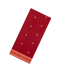 Red Handloom Maheswari Silk Cotton Saree With Floral Buttas & Zari Border-SC4845