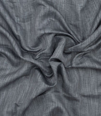 Grey Printed Art Linen Saree With Temple Border & Jhalar-BL6068