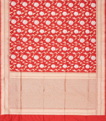Red Handloom Banarasi Silk Saree With Floral Motifs-BE1437