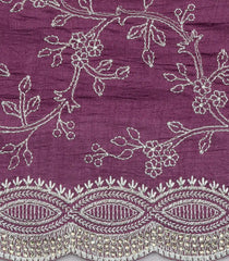 Lilac Synthetic Vichitra Saree With Zari Embroidery & Stone Work-BL5452